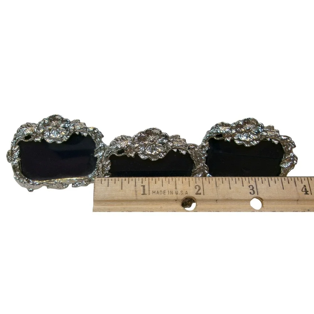 Set of 3 Sixtrees Miniature Picture Frames Silver Art Nouveau Style
